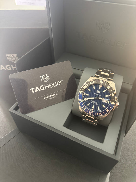 Tag Heuer Aquaracer Batman GMT Blue Black watch 43mm Calibre 7 WAY201T
