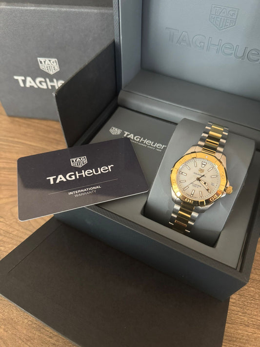 TAG Heuer Aquaracer Quartz Ladies Mother of Pearl Steel and 18K Yellow Gold Coating 32mm Watch